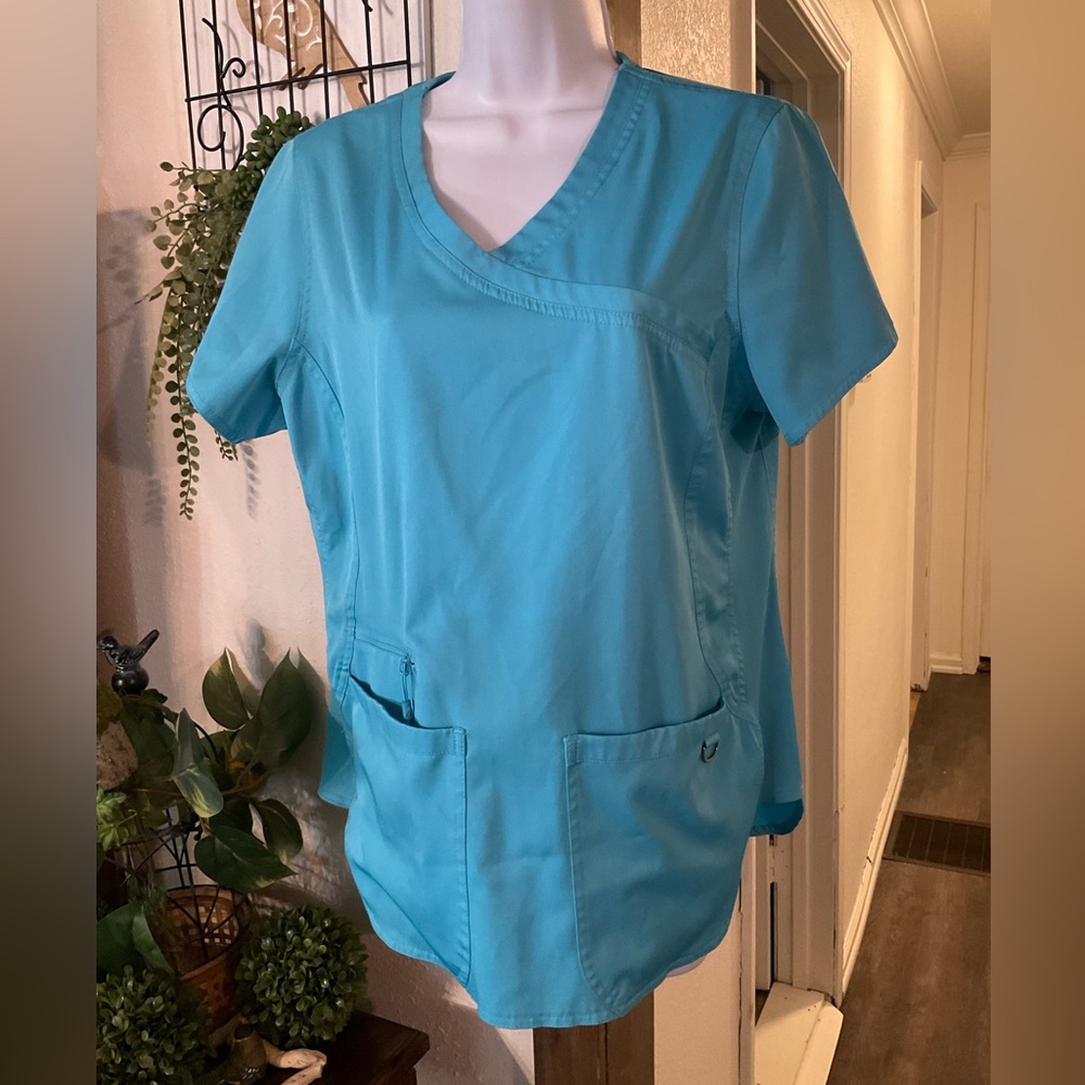 Women's Blue V-Neck Scrub Top
